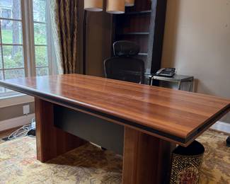 Hooker Seven Seas Bookcase, desk & hand knotted 8x10 area rug
