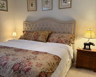 King bed, upholstered headboard 