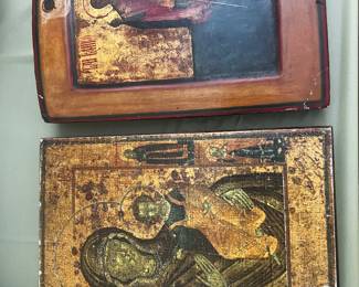 Religious art: Madonna & Child / mid 1700s St Nikita the Warrior Martyr