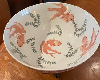 Vintage Large Japanese Centerpiece Bowl with Stand