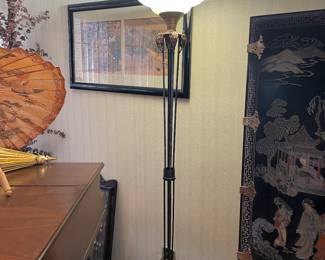 Antique Torchiere Floor Lamp – Elegant Art Deco Style - Good Working Condition -