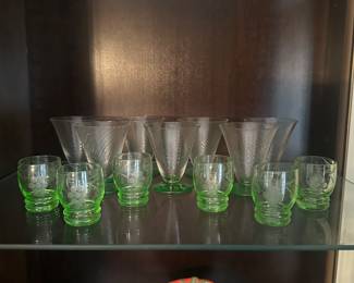 Vintage Uranium Depression Glassware Drinkware Set 