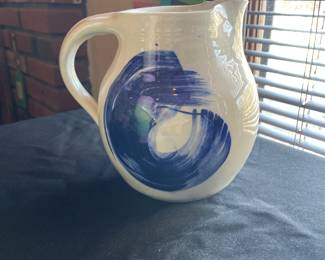 Ceramic Pitcher with Abstract Blue Design
