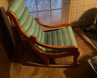 Vintage Sage Green Upholstery Cushioned Nursing Rocking Chair Rocker