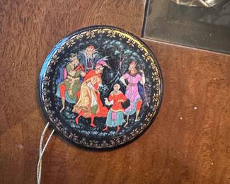 Russian Hand Painted Porcelain Fairy Tale Disc Ornament