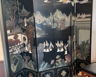 Vintage Asian Coromandel Six Panel Screen 