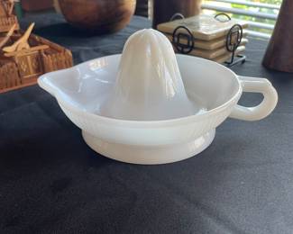 Vintage White Milk Glass Sunkist Hand Juicer