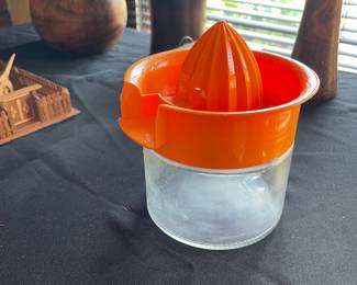 Vintage Mid Century Gemco Citrus Juicer Orange Lid Glass Jar