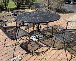 Vintage Woodard Style Wrought Iron Patio Table and 4 Chairs - Total of 2 Patio Tables and 8 Chairs