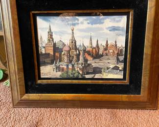 Vintage Artist Signed and Dated Russian St. Basil's Dated 1998