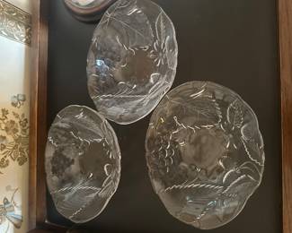 Three Studio Nova Mikasa Crystal Berries Salad Plate or Fruit Bowls