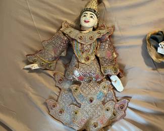 Vintage Thailand Asian Marionette Wooden Puppet Hand Painted Ornate