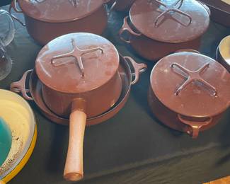Vintage Dansk Kobenstyle Brown Enamel Cooking Set Retro Design
