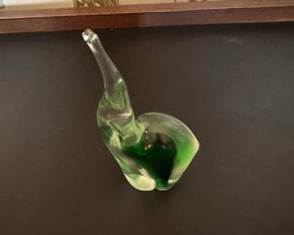 Vintage Green Clear Glass Elephant 