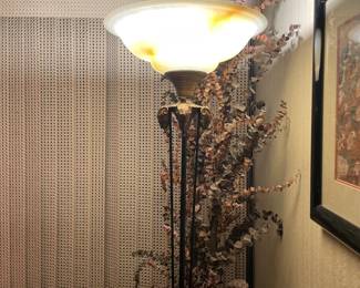 Antique Torchiere Floor Lamp – Elegant Art Deco Style - Good Working Condition -