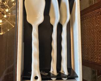 Pier 1 Porcelain Condiment Serving Spoons -3 