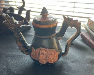 Miniature Chinese Teapot Carved Stone Dragon