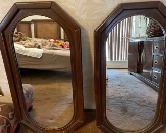 Pair of Octagon Wood Framed Mirror 