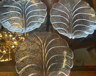 Orrefors Eden Crystal Leaf plates - 3