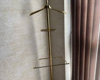 Vintage Brass Butler Suit Valet Stand Coat/Clothes Hanger Dresser Rack