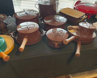 Vintage Dansk Kobenstyle Brown Enamel Cooking Set Retro Design