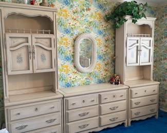 French Provincial Girls Dresser with Hutch