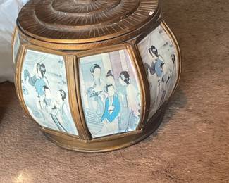 Decorative Wooden Asian Design Box with Lid