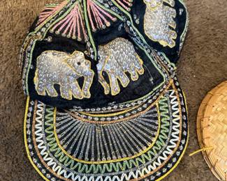 Vintage Sequined and Embroidered Elephant Cap
