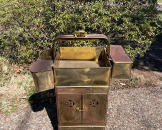 Vintage Square Brass Asian Noodle Cart