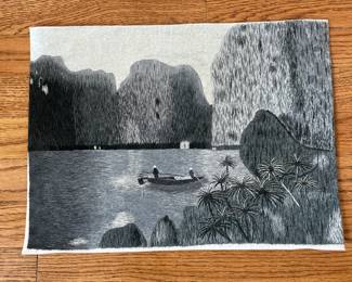 Vintage Vietnam Embroidery Yarn Wall Art