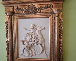 Antique Framed Marble Relief