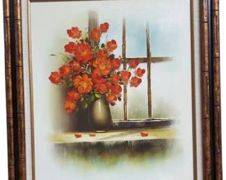 Bouquet of Flowers Oil Painting Signed M. Beverly