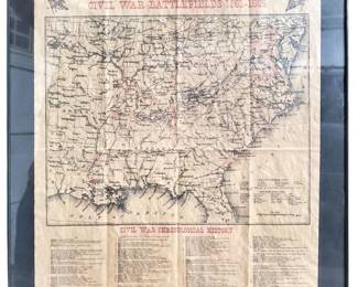 Vintage Framed Civil War Map