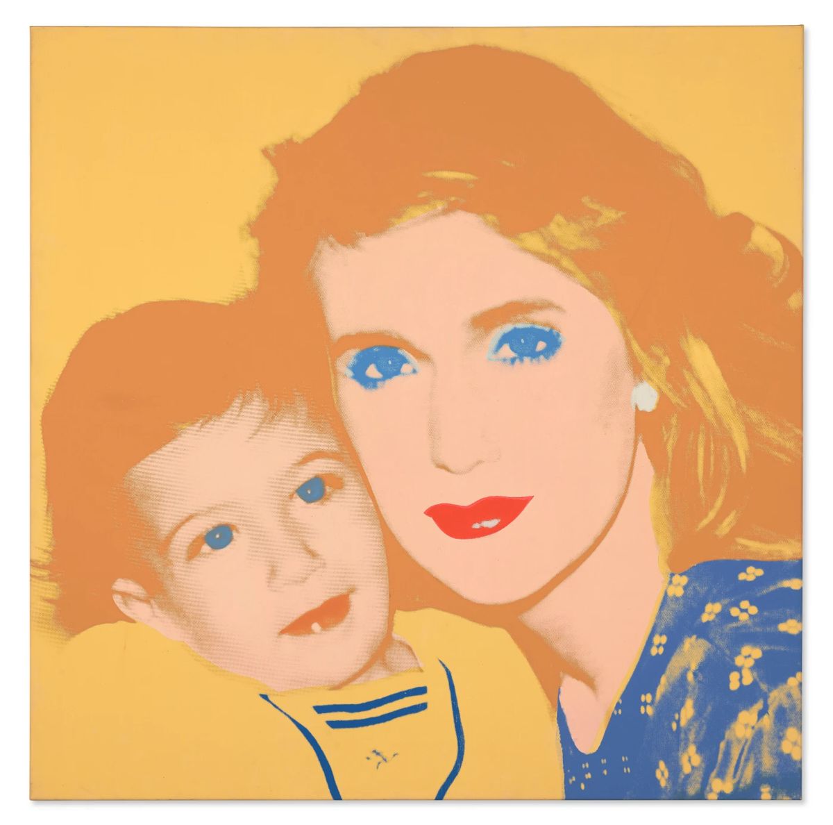 Lot 2233 Original Andy Warhol Acrylic  Silk Screen on Canvas  Portrait of Patty Raynes and Son