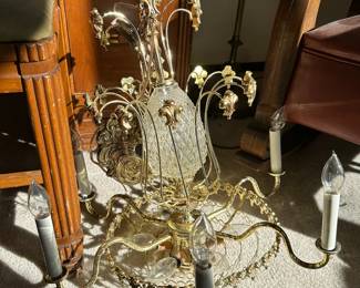 French Style Gold Tone Chandelier