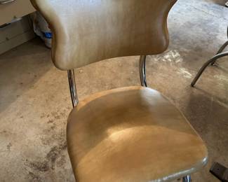 Mid Century Tan/Chrome Soda Shop Style Side Chair