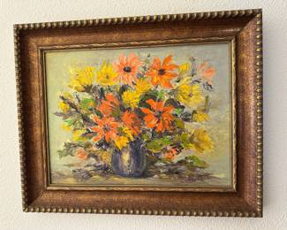 Impressionist Floral Bouquet Still Life Painting by E. Belletiel
