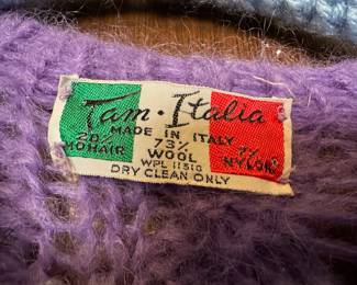 1960's Tam Italia Purple Wool Cardigan