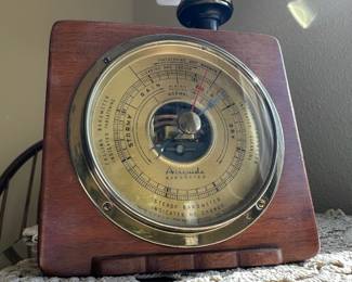 1930's Brass/Mahogany Airguide Barometer