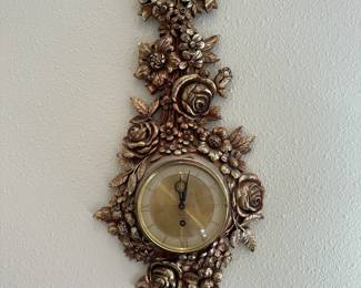 Syroco Gilded 8 Day Floral Wall Clock