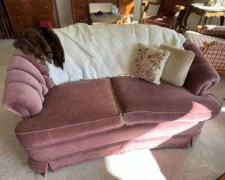 Pink Velvet Love Seat