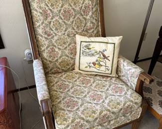 Victorian Floral Brocade Upholstered Arm Chair