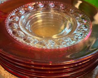 Set of 6 King's Crown Ruby Thumbprint Dinner Plates