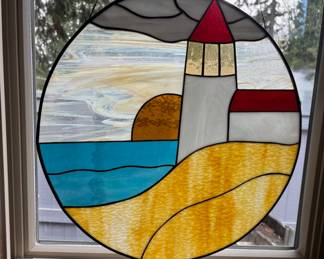 Stained Glass Lighthouse Seascape Sun Catcher