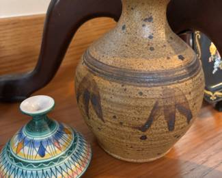 Brown Stoneware Vase - Marked R