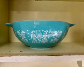 Pyrex Butterprint Amish Turquoise Cinderella Mixing Bowl