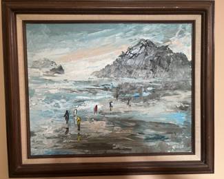 Framed Abstract Beach Oil Painting by Millie K.