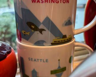 Pair of Starbucks Washington You Are Here Collection Coffee Mugs