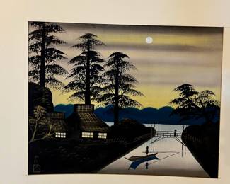Matted Seascape/Landscape Japanese Silk Painting