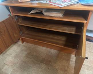 Gangso Danish Mid Century Modern Teak Storage Cabinet with Inlaid Tile Top